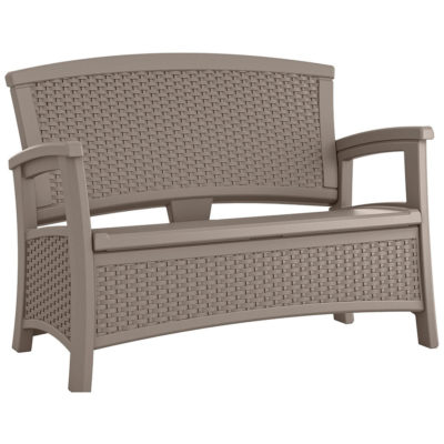 Suncast Wicker-Effect Love Seat with Storage – Dark Taupe Suncast Wicker-Effect Love Seat with Storage – Dark Taupe